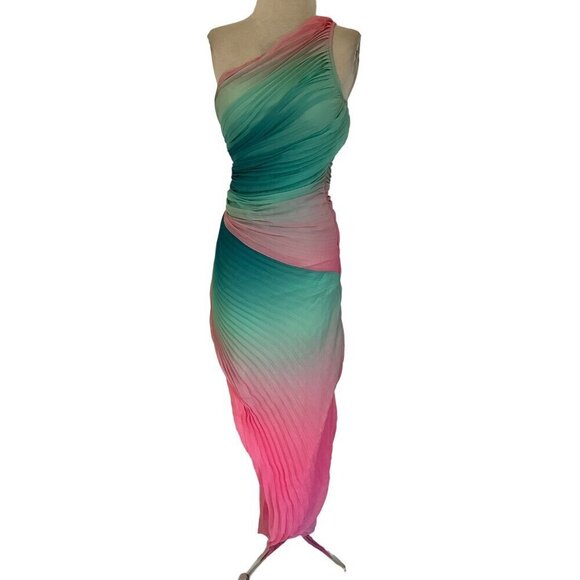 Rococo Sand Maxi Dress in Ombre Small New Womens One Shoulder Cocktail - Picture 4 of 16